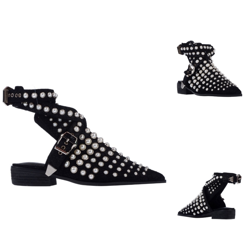 Pearl Studded Strappy Boot